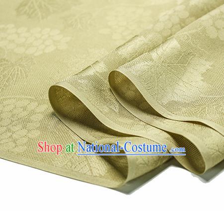 Traditional Chinese Classical Grape Pattern Yellow Silk Fabric Ancient Hanfu Silk Cloth