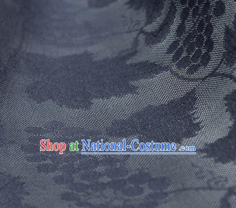 Traditional Chinese Classical Grape Pattern Navy Silk Fabric Ancient Hanfu Silk Cloth