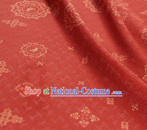 Traditional Chinese Classical Rosette Pattern Red Silk Fabric Ancient Hanfu Silk Cloth