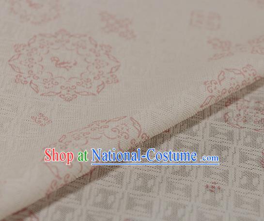 Traditional Chinese Classical Rosette Pattern Beige Silk Fabric Ancient Hanfu Silk Cloth