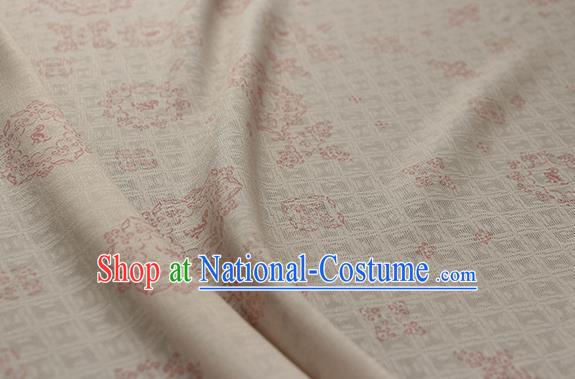 Traditional Chinese Classical Rosette Pattern Beige Silk Fabric Ancient Hanfu Silk Cloth