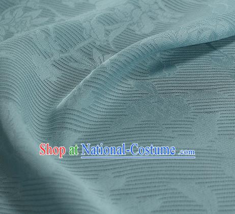 Traditional Chinese Classical Flowers Pattern Blue Silk Fabric Ancient Hanfu Silk Cloth