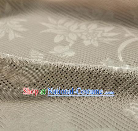 Traditional Chinese Classical Flowers Pattern Beige Silk Fabric Ancient Hanfu Silk Cloth