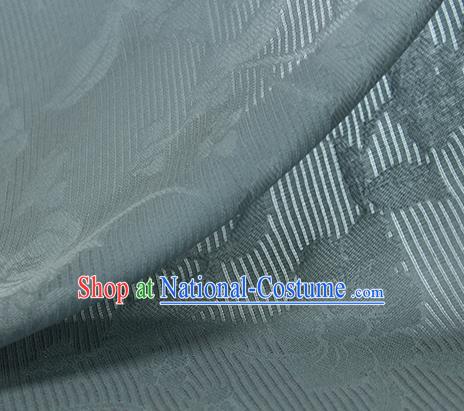 Traditional Chinese Classical Flowers Pattern Grey Blue Silk Fabric Ancient Hanfu Silk Cloth