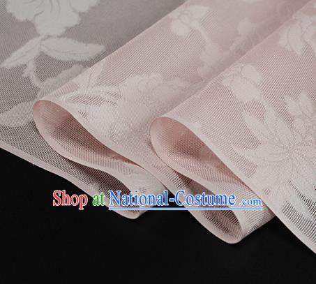 Traditional Chinese Classical Autumn Flowers Pattern Pink Silk Fabric Ancient Hanfu Dress Silk Cloth