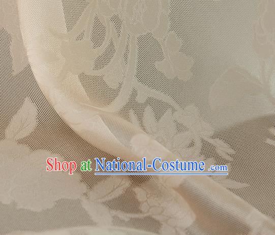 Traditional Chinese Classical Autumn Flowers Pattern Beige Silk Fabric Ancient Hanfu Dress Silk Cloth