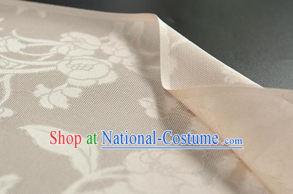 Traditional Chinese Classical Autumn Flowers Pattern Beige Silk Fabric Ancient Hanfu Dress Silk Cloth