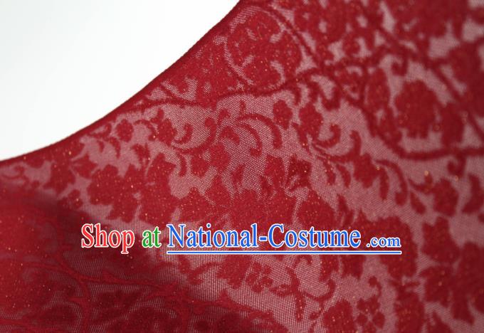 Traditional Chinese Classical Twine Flowers Pattern Red Silk Fabric Ancient Hanfu Dress Silk Cloth