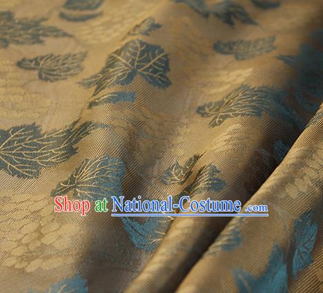 Traditional Chinese Classical Twine Grape Pattern Brown Silk Fabric Ancient Hanfu Dress Silk Cloth