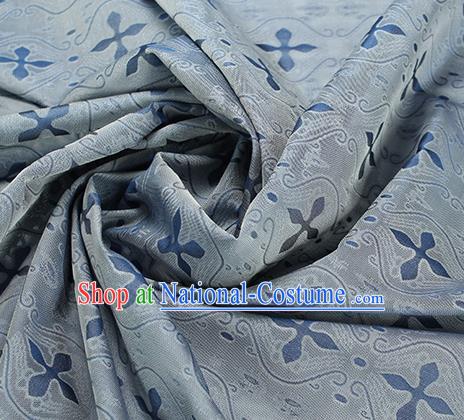 Traditional Chinese Classical Pattern Blue Silk Fabric Ancient Hanfu Dress Silk Cloth