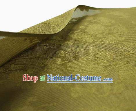 Traditional Chinese Classical Peony Pattern Olive Green Silk Fabric Ancient Hanfu Dress Silk Cloth