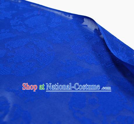 Traditional Chinese Classical Peony Pattern Royalblue Silk Fabric Ancient Hanfu Dress Silk Cloth