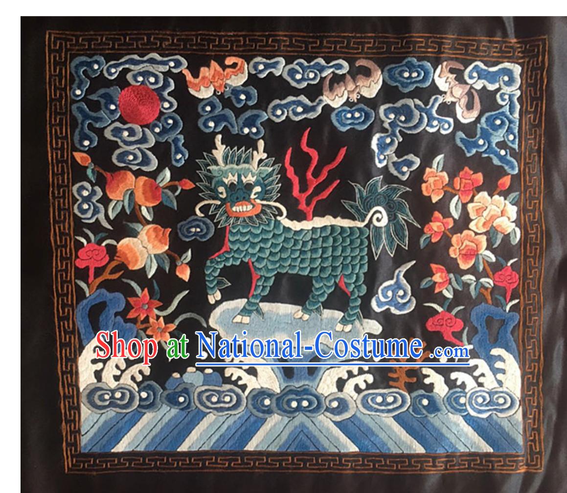 Traditional Qing Dynasty Style Officer Bu Zi Kylin Handmade Embroidery Arts