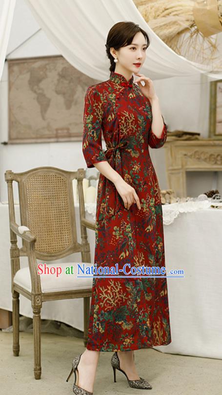 Traditional Chinese Classical Cheongsam National Costume Tang Suit Qipao Dress for Women