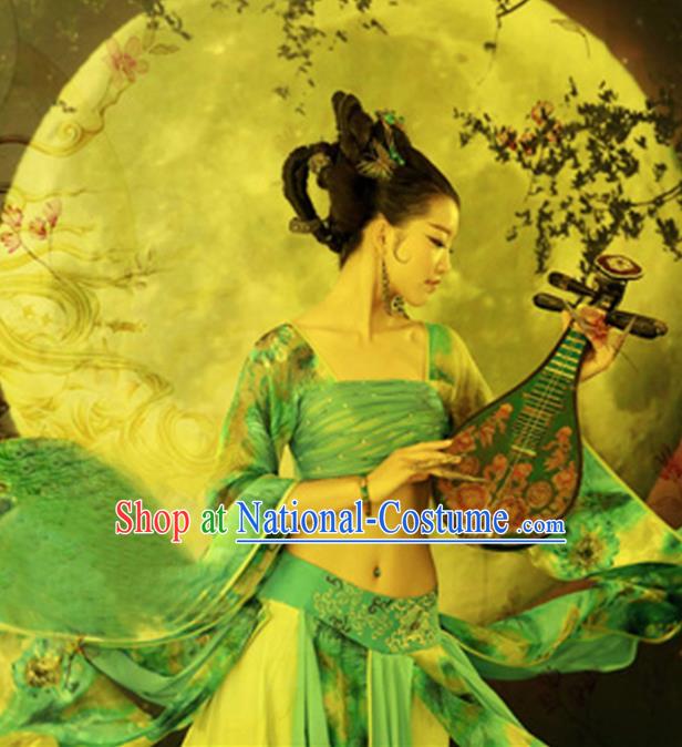 Chinese Traditional Dance Costumes Ancient Imperial Consort Green Dress for Women