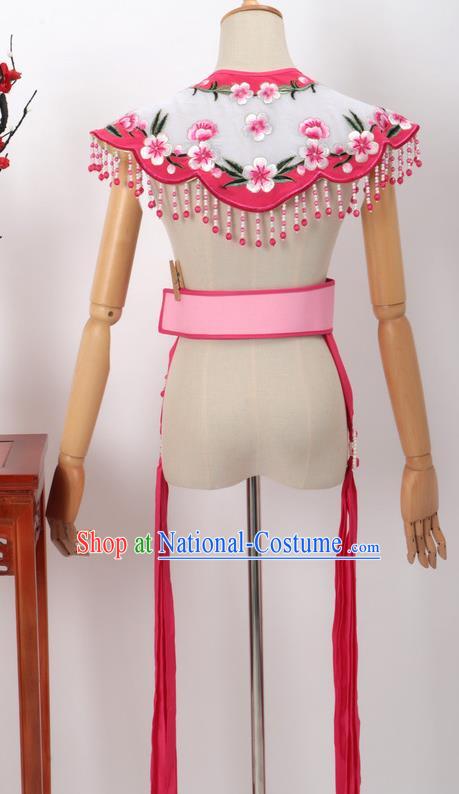 Chinese Traditional Beijing Opera Diva Accessories Pink Shoulder Cape and Belt for Women