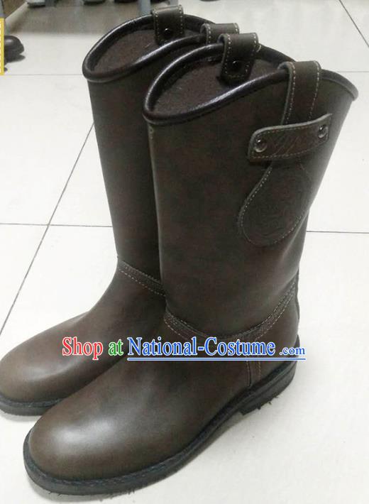 Chinese Traditional Mongol Nationality Wedding Boots Mongolian Ethnic Leather Riding Boots for Men