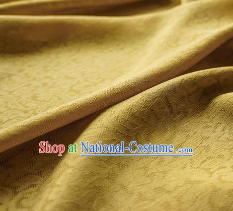 Traditional Chinese Classical Apricot Flowers Pattern Design Yellow Silk Fabric Ancient Hanfu Dress Silk Cloth