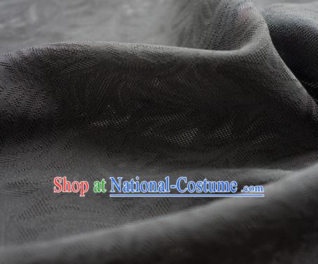 Traditional Chinese Classical Rohdea Pattern Design Deep Grey Silk Fabric Ancient Hanfu Dress Silk Cloth