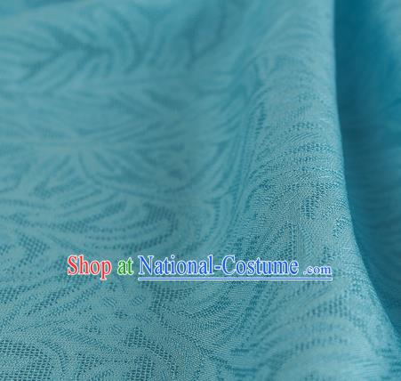 Traditional Chinese Classical Rohdea Pattern Design Light Blue Silk Fabric Ancient Hanfu Dress Silk Cloth