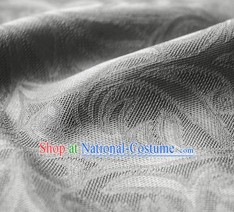 Traditional Chinese Classical Phoenix Flower Pattern Design Grey Silk Fabric Ancient Hanfu Dress Silk Cloth