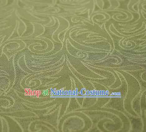 Traditional Chinese Classical Phoenix Flower Pattern Design Olive Green Silk Fabric Ancient Hanfu Dress Silk Cloth