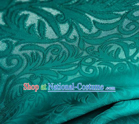 Traditional Chinese Classical Phoenix Flower Pattern Design Deep Green Silk Fabric Ancient Hanfu Dress Silk Cloth