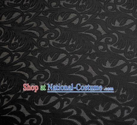 Traditional Chinese Classical Phoenix Flower Pattern Design Black Silk Fabric Ancient Hanfu Dress Silk Cloth