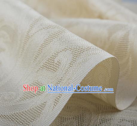 Traditional Chinese Classical Phoenix Flower Pattern Design Beige Silk Fabric Ancient Hanfu Dress Silk Cloth