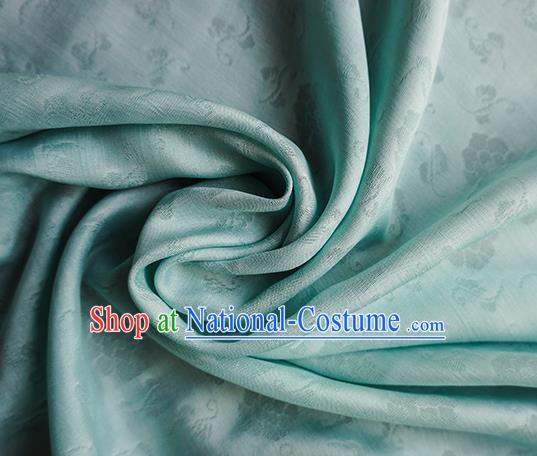 Traditional Chinese Classical Flower Pattern Design Green Silk Fabric Ancient Hanfu Dress Silk Cloth