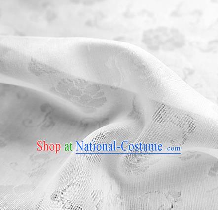 Traditional Chinese Classical Flower Pattern Design White Silk Fabric Ancient Hanfu Dress Silk Cloth