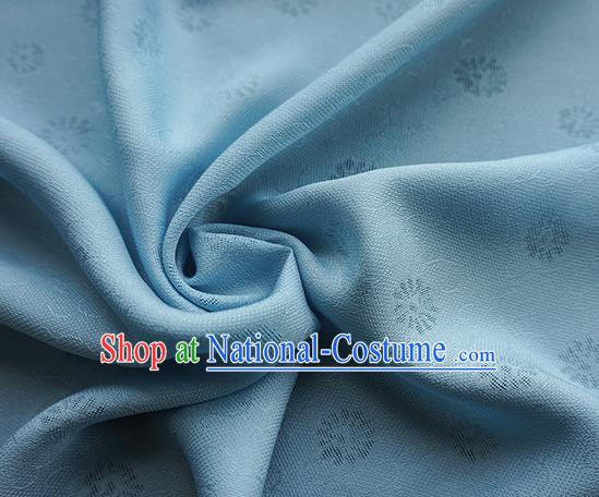 Traditional Chinese Classical Daisy Pattern Design Light Blue Silk Fabric Ancient Hanfu Dress Silk Cloth