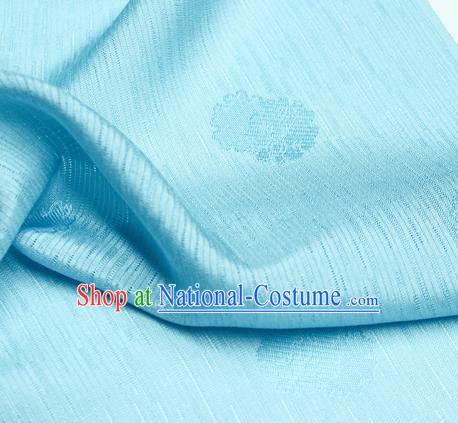 Traditional Chinese Classical Flowers Pattern Design Light Blue Silk Fabric Ancient Hanfu Dress Silk Cloth