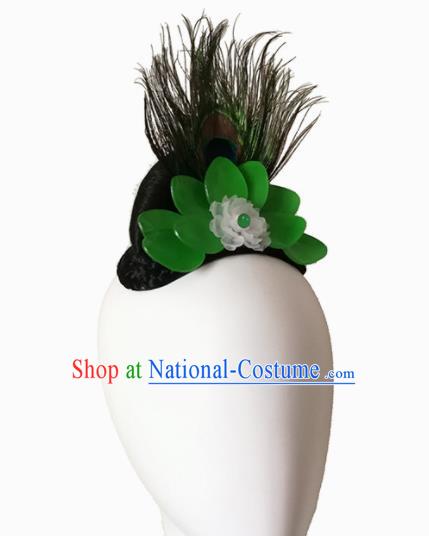 Traditional Chinese Classical Dance Southeast the Peacock Flies Hair Accessories Fan Dance Wig Chignon Headdress for Women