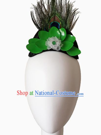 Traditional Chinese Classical Dance Southeast the Peacock Flies Hair Accessories Fan Dance Wig Chignon Headdress for Women