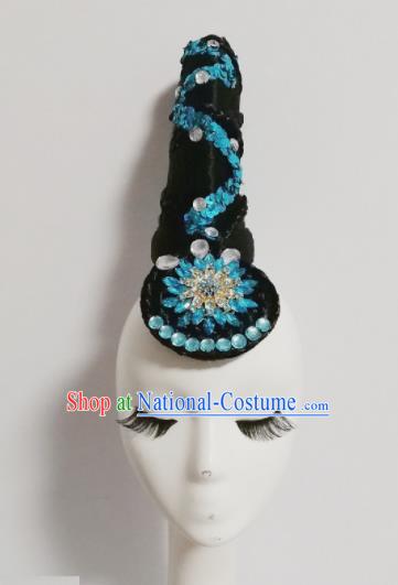 Traditional Chinese Classical Dance Luo Fu Xing Hair Accessories Water Sleeve Dance Wig Chignon Headdress for Women