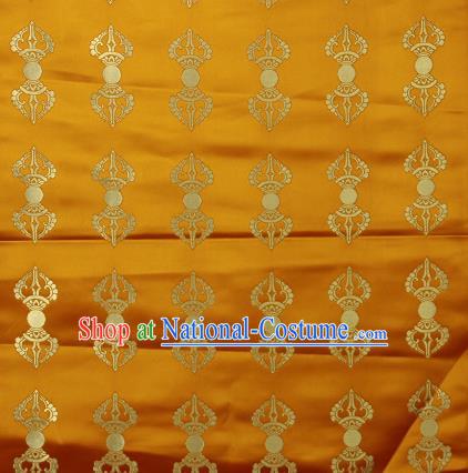 Asian Chinese Traditional Buddhism Vajra Pattern Golden Brocade Tibetan Robe Satin Fabric Silk Material