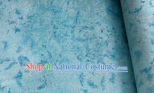 Traditional Chinese Cheongsam Classical Pattern Lake Blue Brocade Fabric Ancient Hanfu Silk Cloth