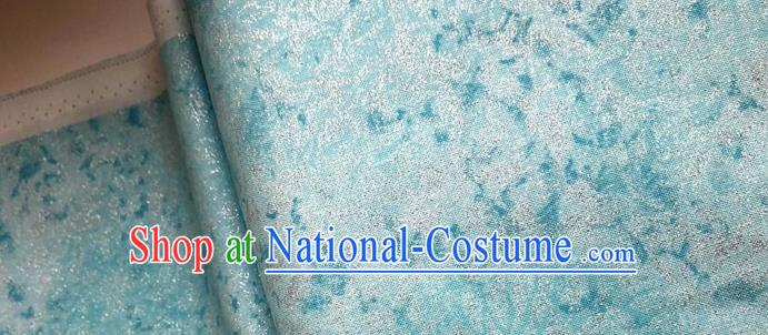 Traditional Chinese Cheongsam Classical Pattern Lake Blue Brocade Fabric Ancient Hanfu Silk Cloth