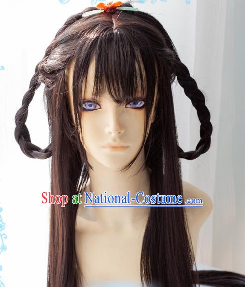 Chinese Traditional Cosplay Peri Princess Wigs Ancient Swordswoman Wig Sheath Hair Accessories for Women