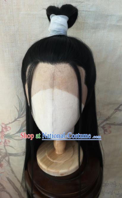 Traditional Chinese Cosplay Hanfu Nobility Childe Swordsman Wigs Ancient Prince Wig Sheath Hair Accessories for Men