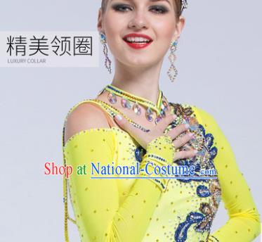 Top Latin Dance Competition Yellow Tassel Dress Modern Dance International Rumba Dance Costume for Women