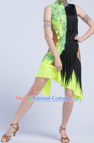 Top Latin Dance Competition Green Dress Modern Dance International Rumba Dance Costume for Women