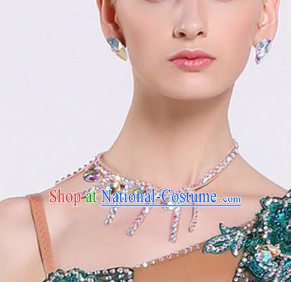 Handmade Latin Dance Competition Crystal Tassel Necklet Modern Dance International Rumba Dance Necklace Accessories for Women