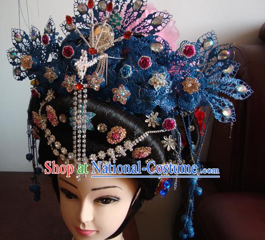 Chinese Beijing Opera Imperial Consort Phoenix Headgear Traditional Peking Opera Wig Sheath and Hair Accessories for Women