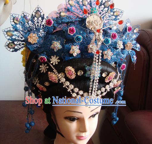 Chinese Beijing Opera Imperial Consort Phoenix Headgear Traditional Peking Opera Wig Sheath and Hair Accessories for Women