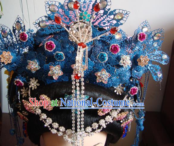 Chinese Beijing Opera Imperial Consort Phoenix Headgear Traditional Peking Opera Wig Sheath and Hair Accessories for Women