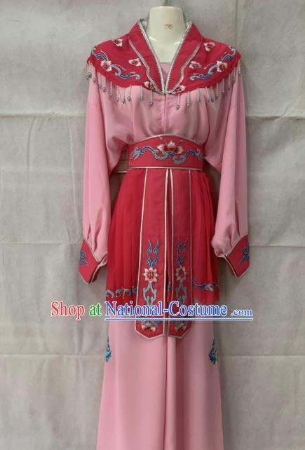 Chinese Beijing Opera Maidservant Pink Dress Traditional Peking Opera Servant Girl Costume for Women