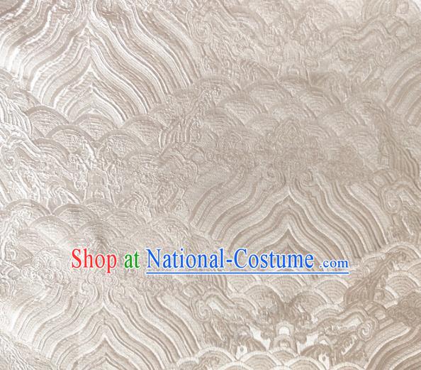 Asian Chinese Traditional Wave Pattern Design White Brocade Cheongsam Fabric Silk Material