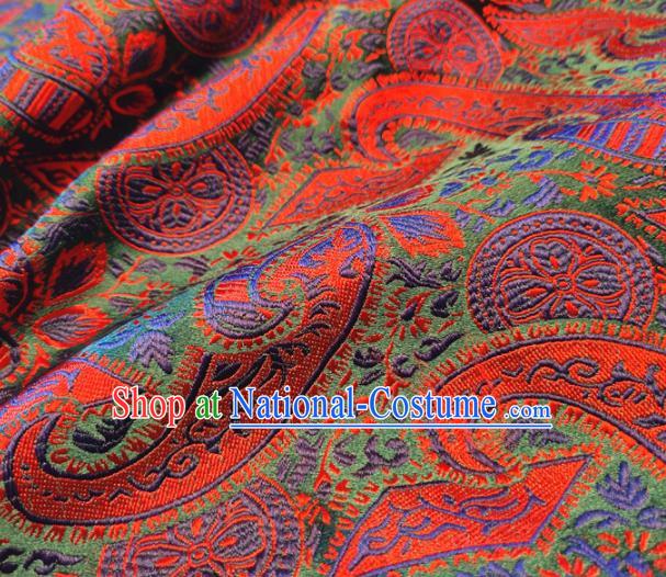 Asian Chinese Traditional Paisley Pattern Design Green Brocade Cheongsam Fabric Silk Material